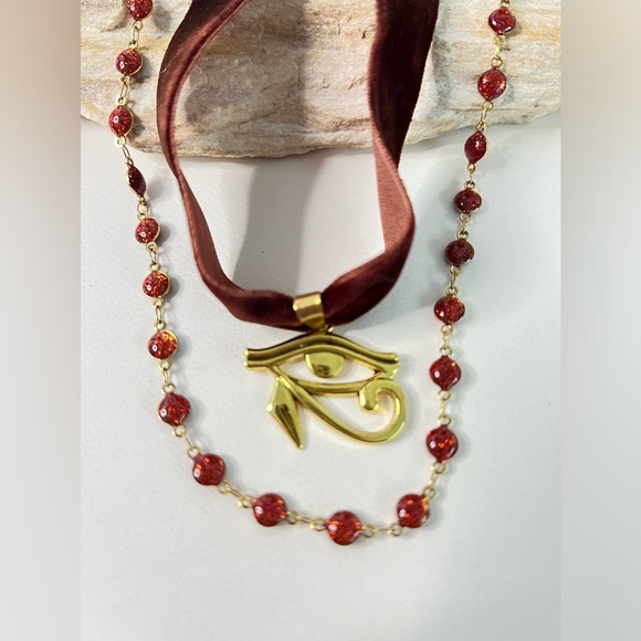 Eye of Horus Pendant Choker with matching Necklace - Ancient Egyptian Choker - Picture 3 of 8